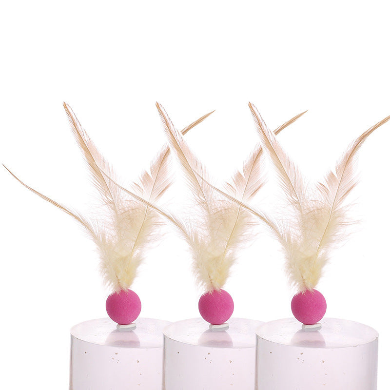 Elastic Chicken Fur Ball Cat Toy – Self-Hit Bouncing Pet Toy (Single & 3-Pack Options)
