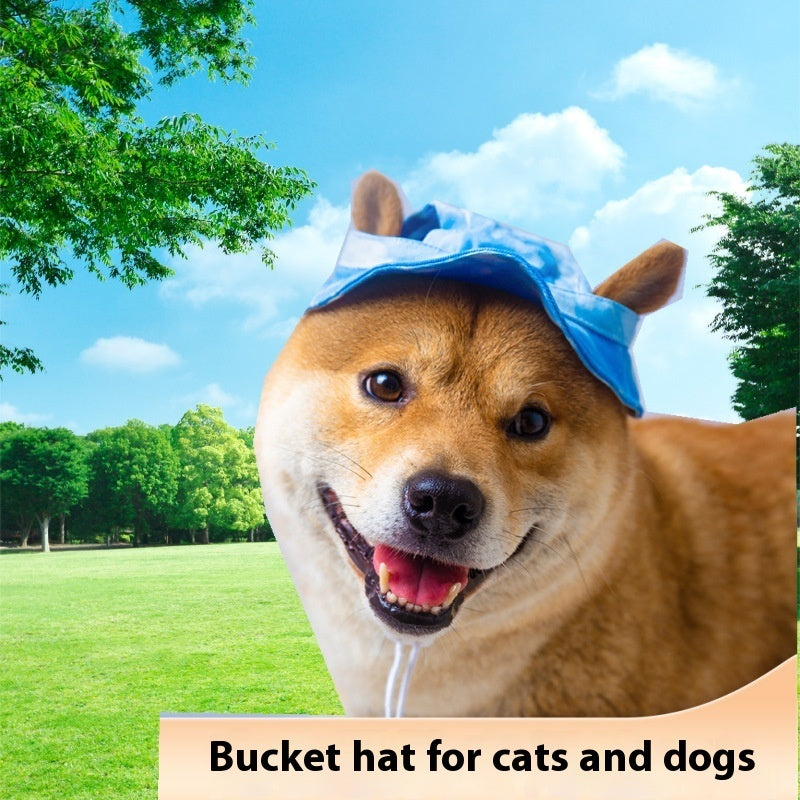 Summer Dog & Cat Wear-Resistant Breathable Bucket Hat, Denim-Style Pet Sun Hat