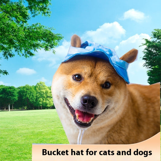 Summer Dog & Cat Wear-Resistant Breathable Bucket Hat, Denim-Style Pet Sun Hat