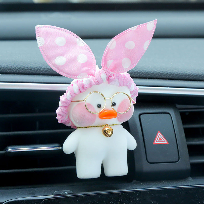 Kawaii Café Duck Toy – Cute Cartoon Plush Duck Doll for Car Decor & Gifts