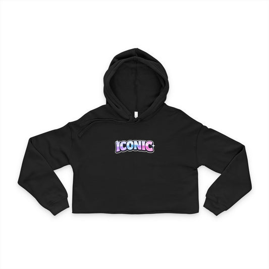 Iconic "Main Character Energy" Cropped Hoodie Women's Black Fashion Top