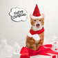 Christmas Hat & Scarf Set for Pets, Red Short-Plush Holiday Outfit for Cats & Small Dogs