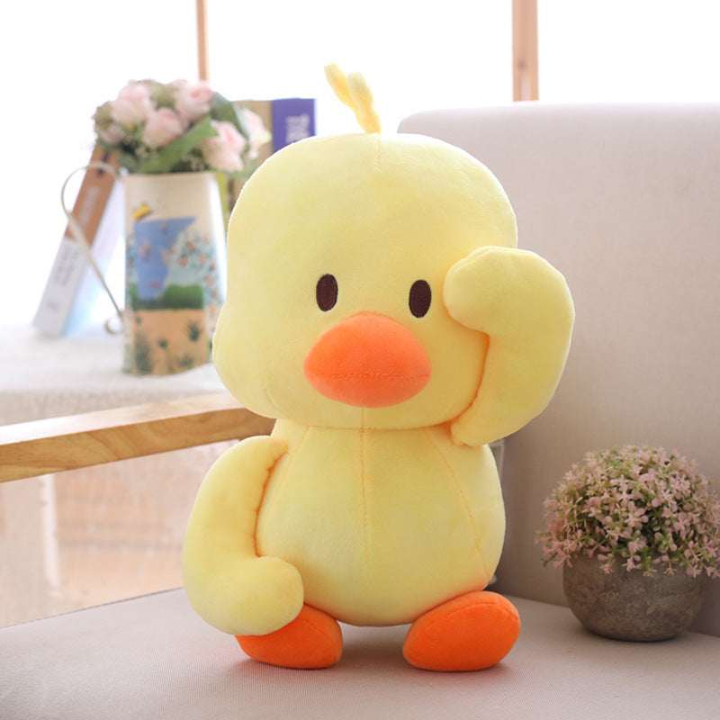 Little Yellow Duck Dancing Plush Toy – Cute Expression Duck Figurine with Soft Short Plush
