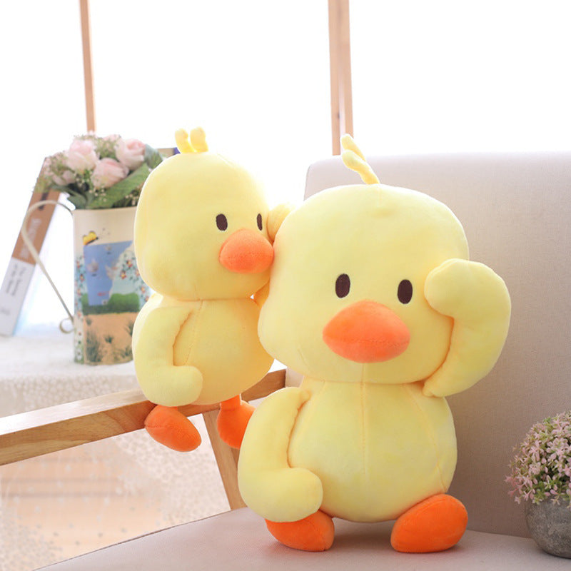Little Yellow Duck Dancing Plush Toy – Cute Expression Duck Figurine with Soft Short Plush
