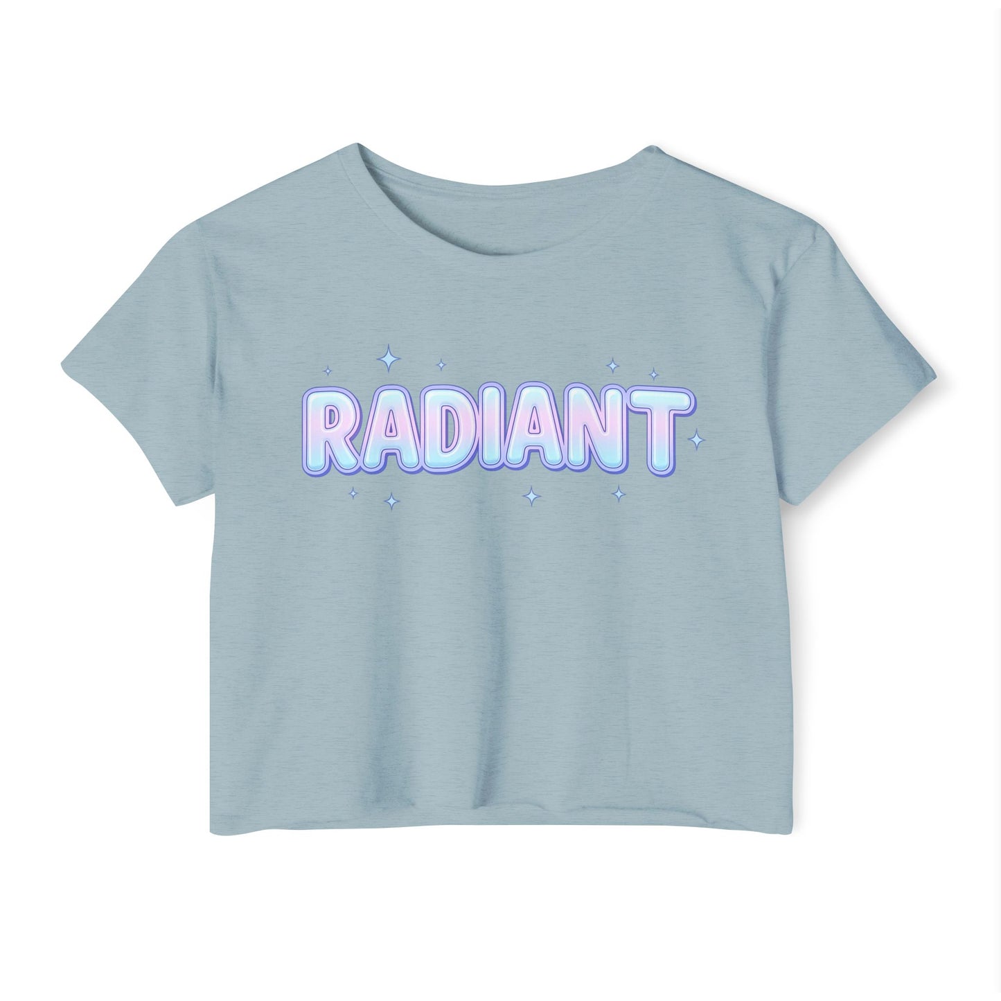 Radiant Crop Top | Pastel Sparkle Festival Tee for Women