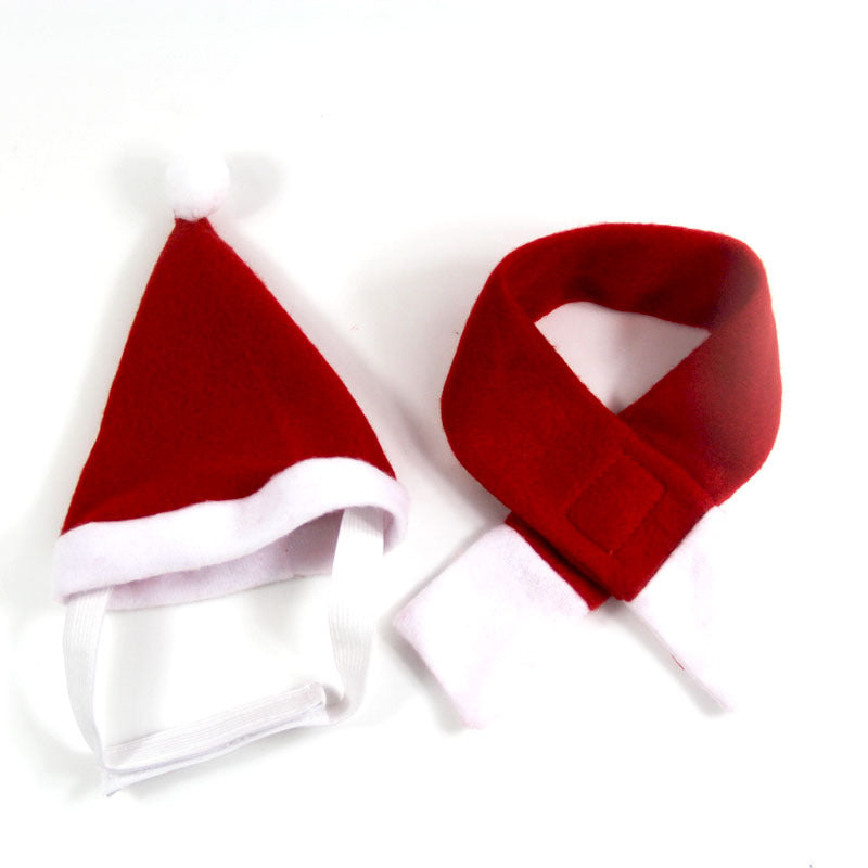 New Dog Christmas Hat & Scarf Set, Red Fleece Pet Holiday Clothing