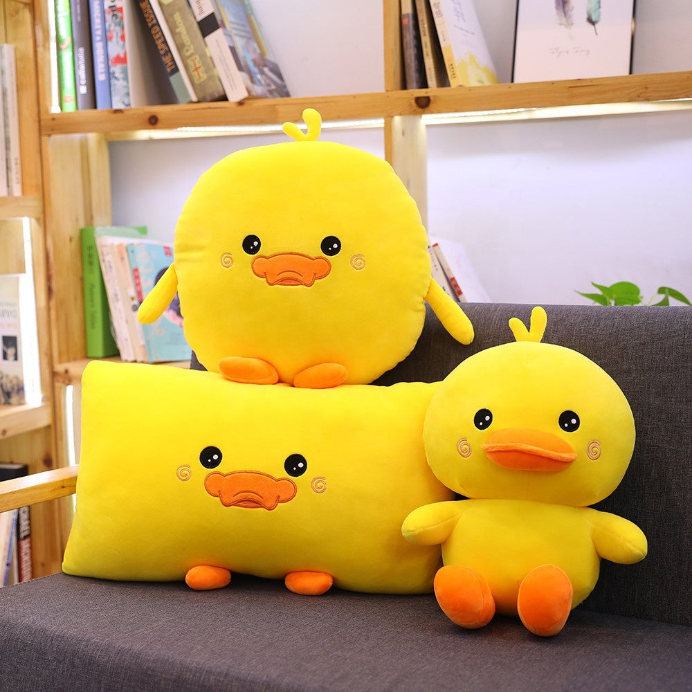 Cloud-Soft Cuddles: Little Yellow Duck Stuffed Toy (Stretch Spandex & Down Cotton).