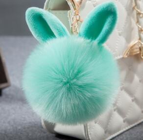 Colorful Bunny Fur Keychain, Soft Plush Rabbit Bag Charm for Women