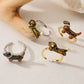 European & American Colorful Drip-Oil Sausage Dog Ring, INS Style Open Copper Ring for Women