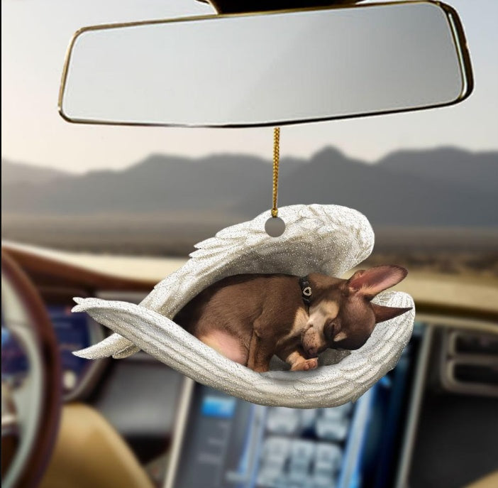 Sleeping Dog Angel Car Pendant, Acrylic Hanging Ornament for Cars, Doors & Home Decor