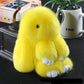 15cm Cute Plush Bunny Keychain, Genuine Rex Rabbit Fur Pom Pom Bag Charm