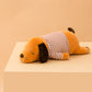 Sleeping Dog Plush Toy, Peeping Dog Pillow Cushion in White & Light Brown