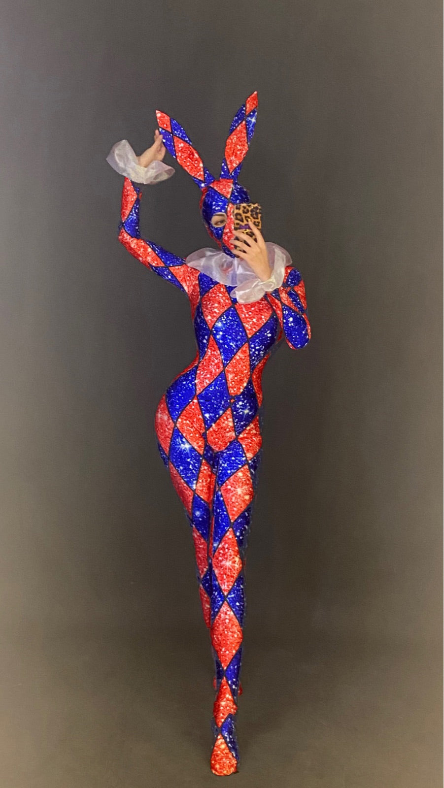 Bunny Girl Stage Costume, Adult Polyester Jumpsuit for Performances & Events