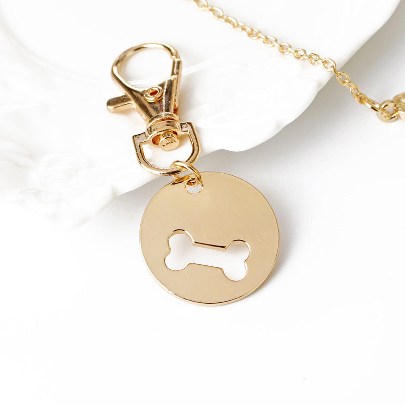 2pcs Set Dog Bone Matching Charm Necklace & Keychain Jewelry