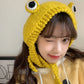 Sweet & Warm: Women's Big Eyes Cartoon Frog Knitted Hat for Shopping and Travel.