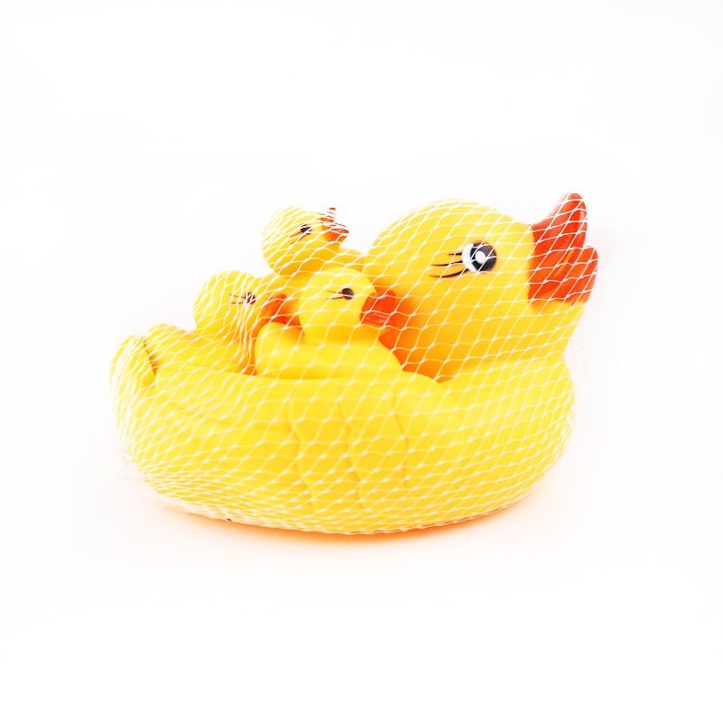 Baby Little Yellow Duck Toy Set – Mother Duck & 3 Baby Ducks (Soft Vinyl Bath & Grasping Toy)