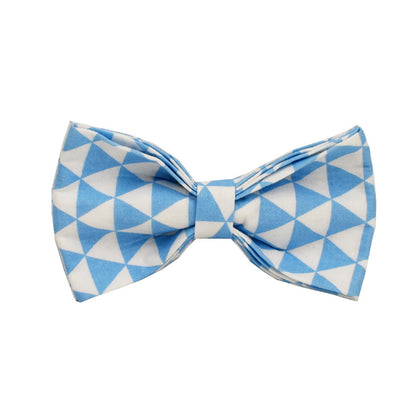 Blue Triangular Ring Rope Bow Vest Set, 4-Piece Matching Pet Dog Collar, Leash, Bow & Vest (XS–XL)