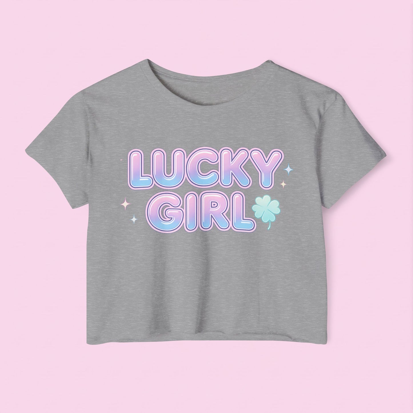 Lucky Girl Crop Top - Pastel Festival Women's Graphic Tee