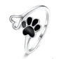 Cute Dog Paw Print S925 Sterling Silver Ring, Platinum-Plated Pet Lover Jewelry