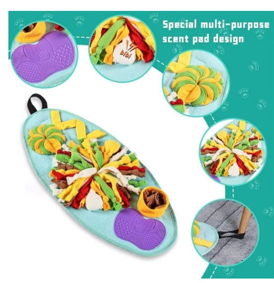 Mess-Free Sniffing: Easy-Clean Dog Snuff Pad Interactive Puzzle Toy (Machine Washable).