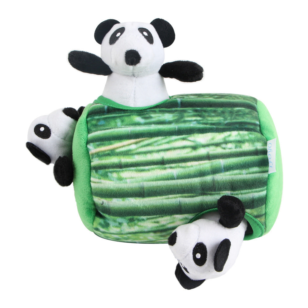 Dog Vocal Plush Toy, Puzzle Food Leakage Toy with Bamboo Tube & Panda (Green, Crystal Super Soft Plush)