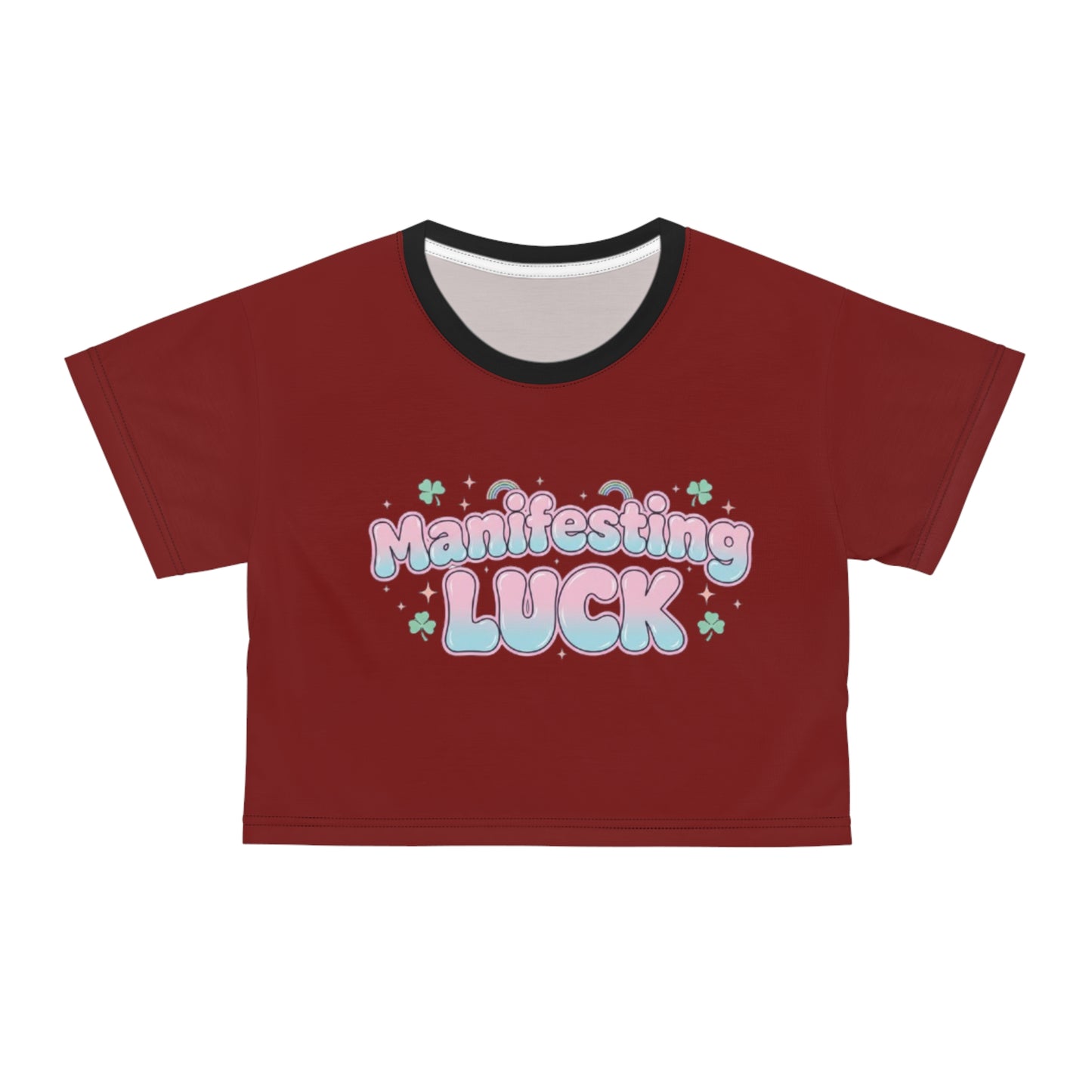 Manifesting Luck Crop Tee - Cute Positive Vibes Graphic Top