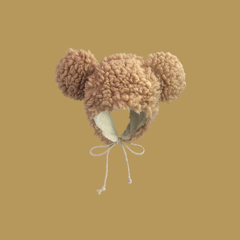 Sweet & Cozy: Cute Khaki Ears Plush Hat (Warm, Versatile, Cartoon Style).