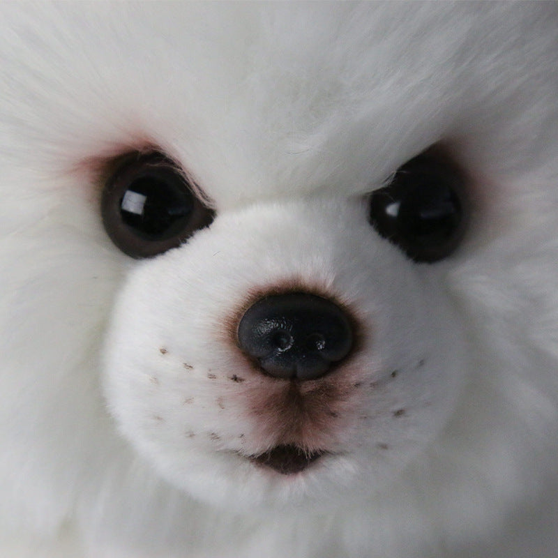 Pristine Pal: Pure White Simulation Dog Plush Doll (Short Hair, PP Cotton).