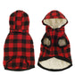 Autumn & Winter Plaid Pet Coat, Thickened Dog Clothing with Detachable Hat
