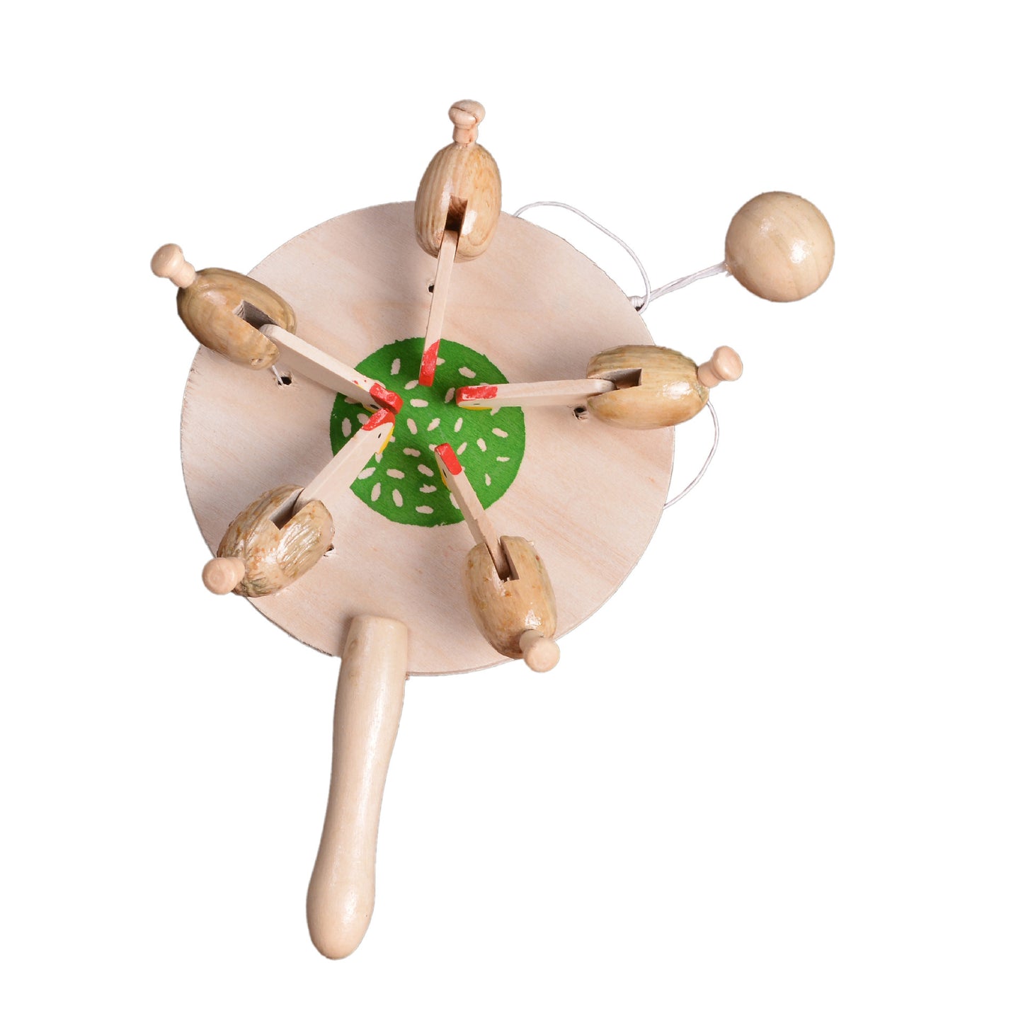 Heirloom Play: White Chicken Eats Rice Children's Toy Model (Camphor Wood, Semi-Manual).