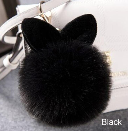 Colorful Bunny Fur Keychain, Soft Plush Rabbit Bag Charm for Women