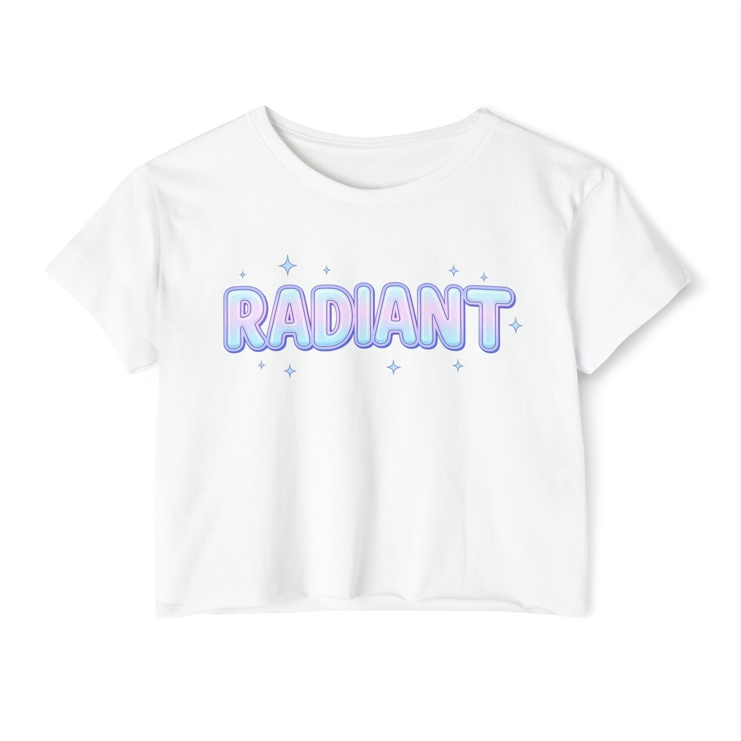 Radiant Crop Top | Pastel Sparkle Festival Tee for Women