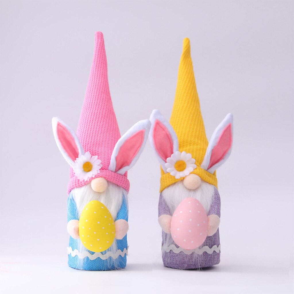 Easter Bunny Hugging Egg Doll, Long Hat Colorful Plush Decoration