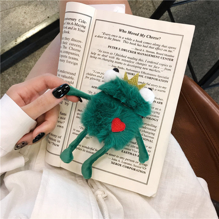 Cute Protection: Plush Toy Frog Headphone Protective Case Cover (Silicone, Multi-Brand Compatible).