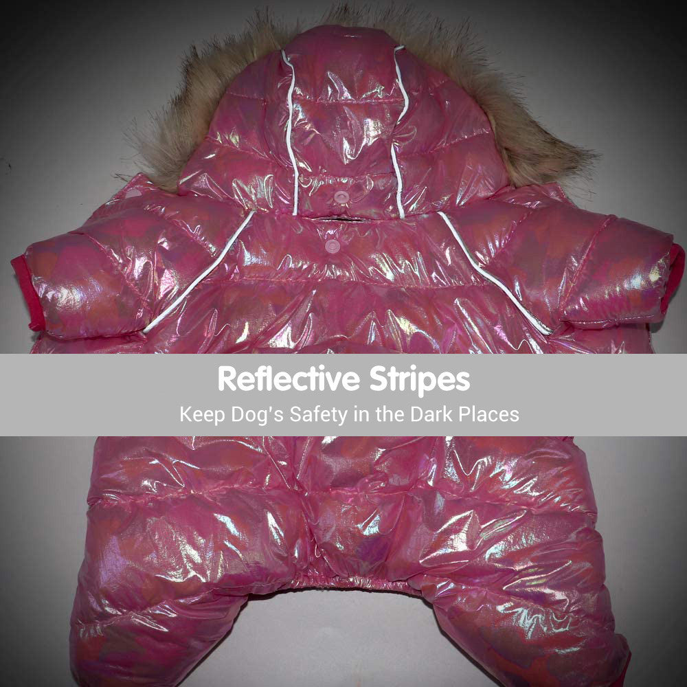 Reflective Four-Legged Dog Sweater with Colorful Hat, Waterproof Pet Outfit with Buttons & Elastic Design