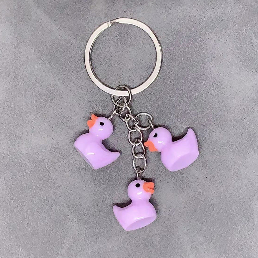 Charming & Simple: Resin Small Yellow Duck Keychain Pendant (Multi-Color Options).