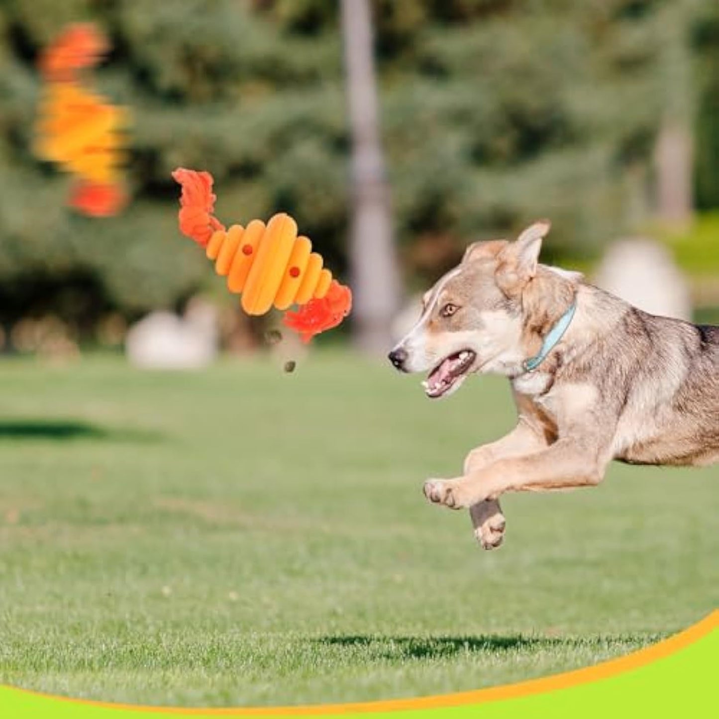 $\mathbf{3}$-in-$\mathbf{1}$ Fun: Interactive Dog Ball with Rope Toy (Food Dispenser, Tug, $\mathbf{17\text{kg}}$ Pull Strength).