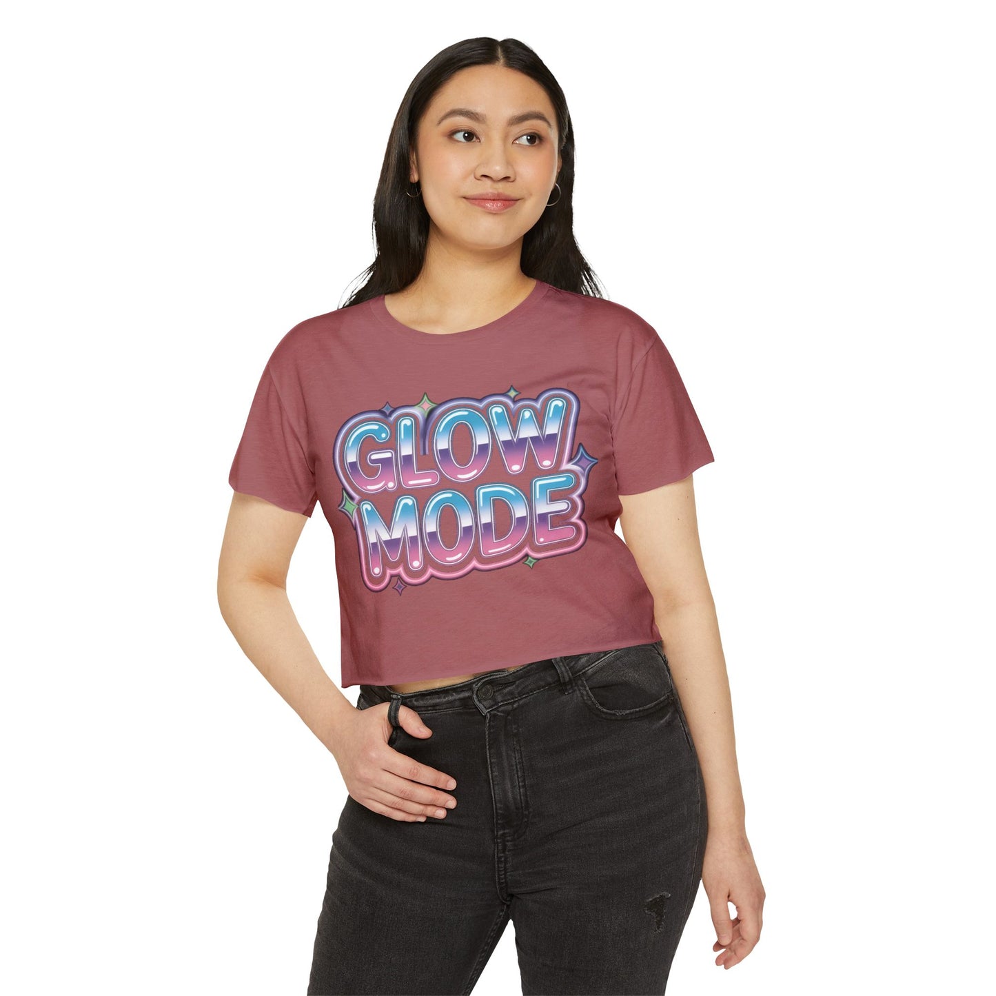 Glow Mode Crop Top - Festival Graphic Women's Crop Tee