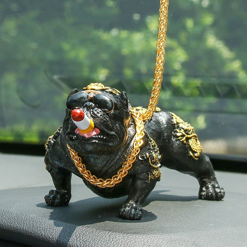 Bully Dog Ornaments, Resin Social Dog Figurine for Home & Car Decoration