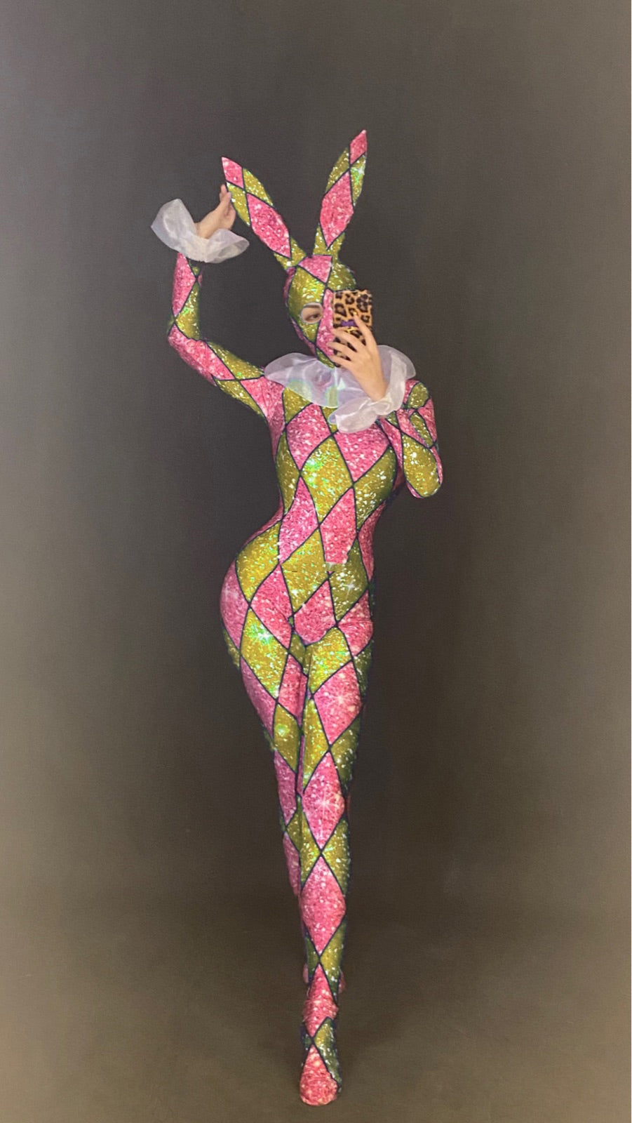 Bunny Girl Stage Costume, Adult Polyester Jumpsuit for Performances & Events