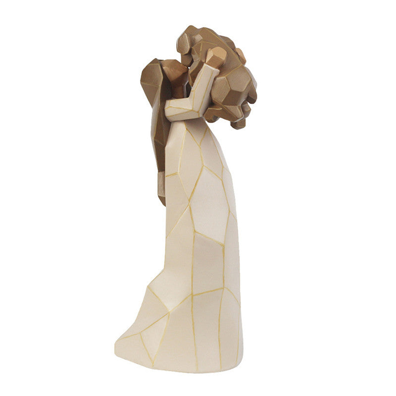 Fashion Angel Woodcut Dog Holding Ornament, Modern Resin Decorative Pendant