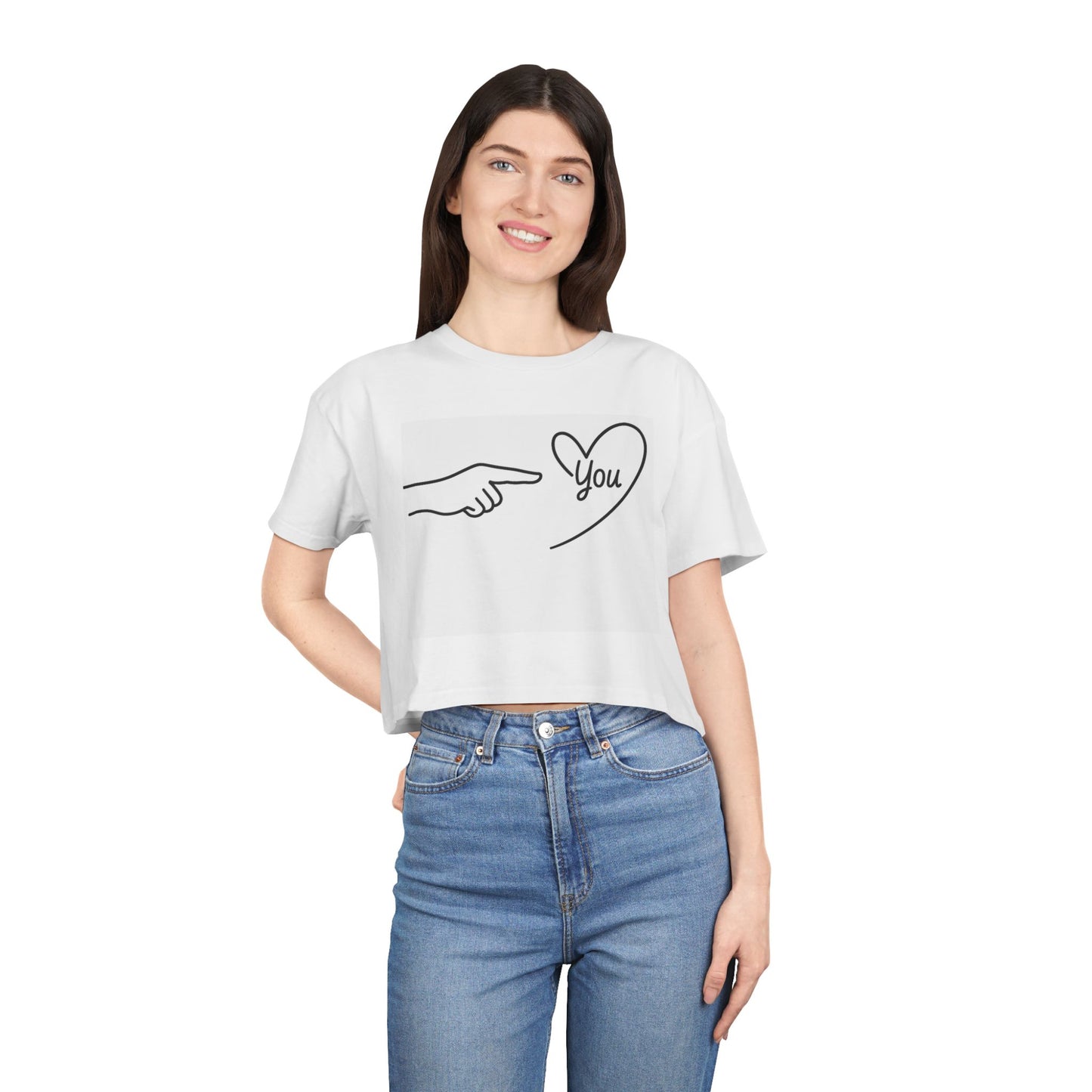 Minimal Line Art "You" Heart Pointing Design - Cute Valentine's Casual Top