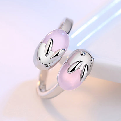 Cute Bunny Ring, Metal Animal-Themed Adjustable Rabbit Ring