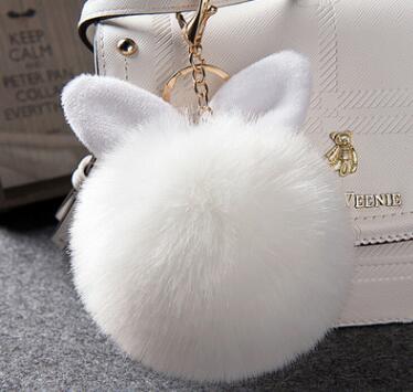 Colorful Bunny Fur Keychain, Soft Plush Rabbit Bag Charm for Women