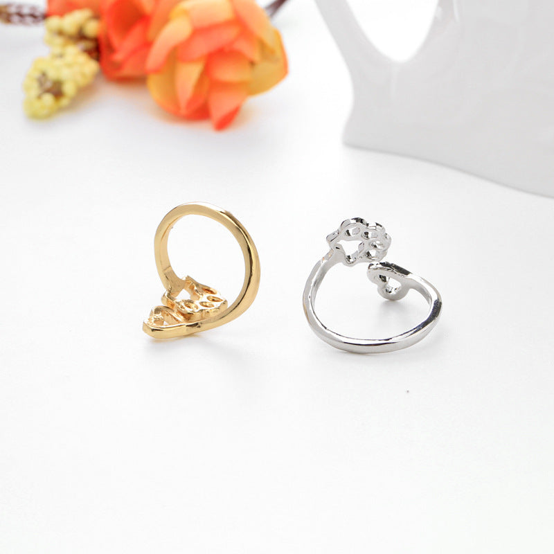 Simple Love Dog Paw Ring, Adjustable Alloy Pet-Themed Jewelry in Gold & Silver
