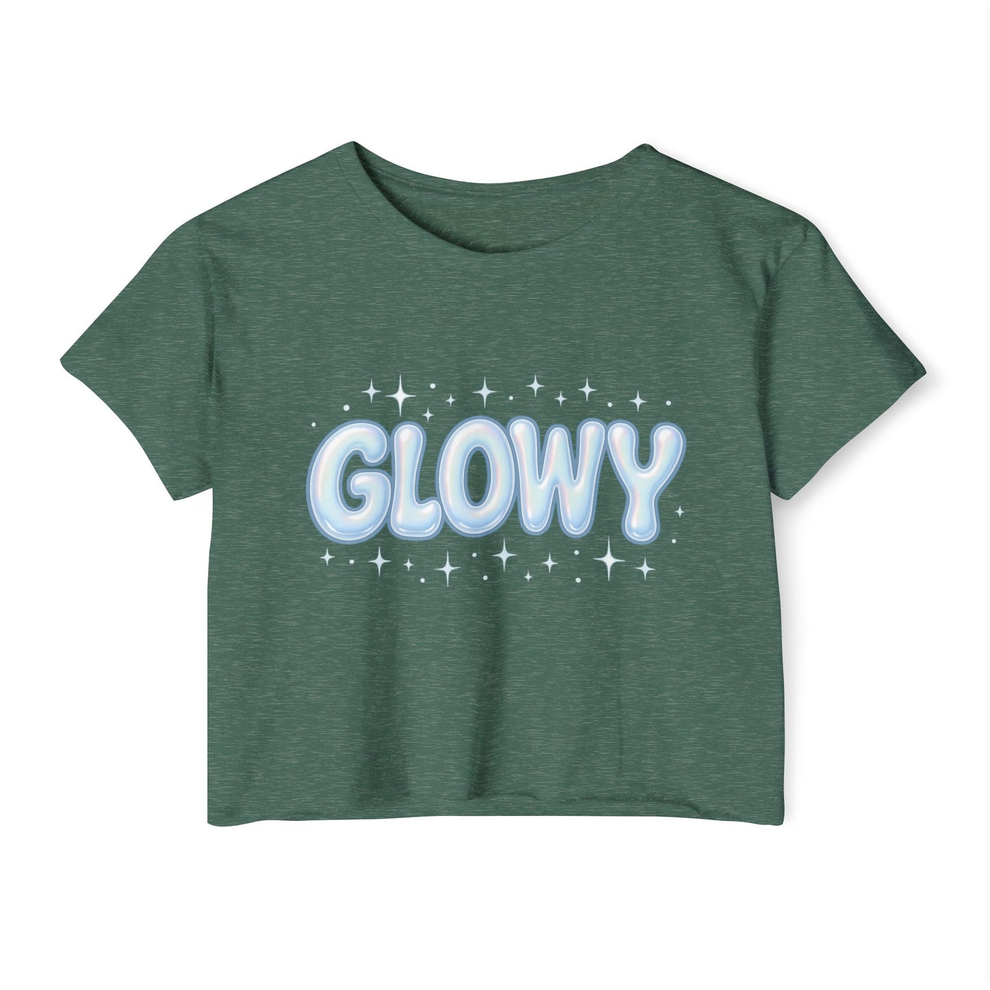 Glowy Festival Crop Top - Women’s Sparkle Graphic Tee for Raves & Festive Events