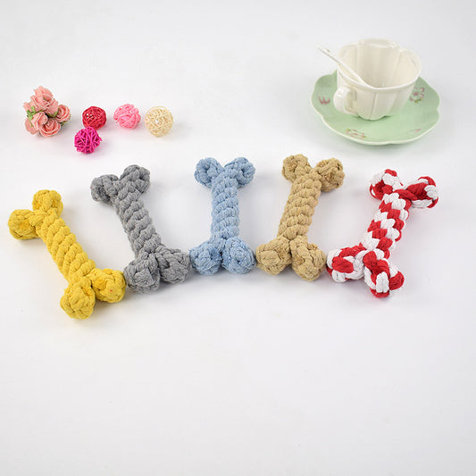 Tug and Chew: Durable Pet Dog Bone Knot Toy ($\mathbf{15\text{cm}}$ Cotton Rope).