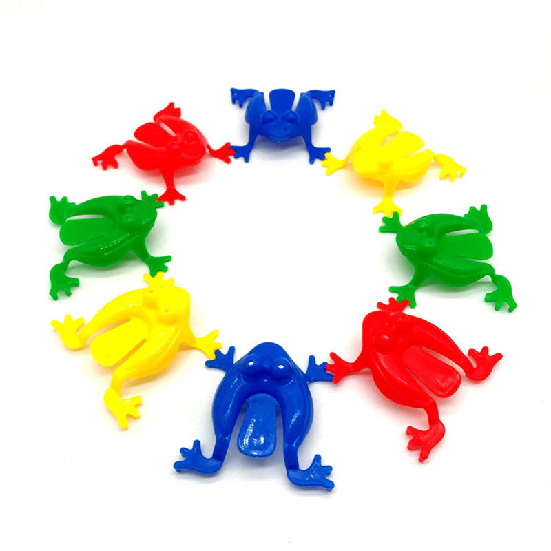 Novelty Fun: $\mathbf{12}$-Piece Retractable Ball Frog Jumping Bucket Decompression Toy.
