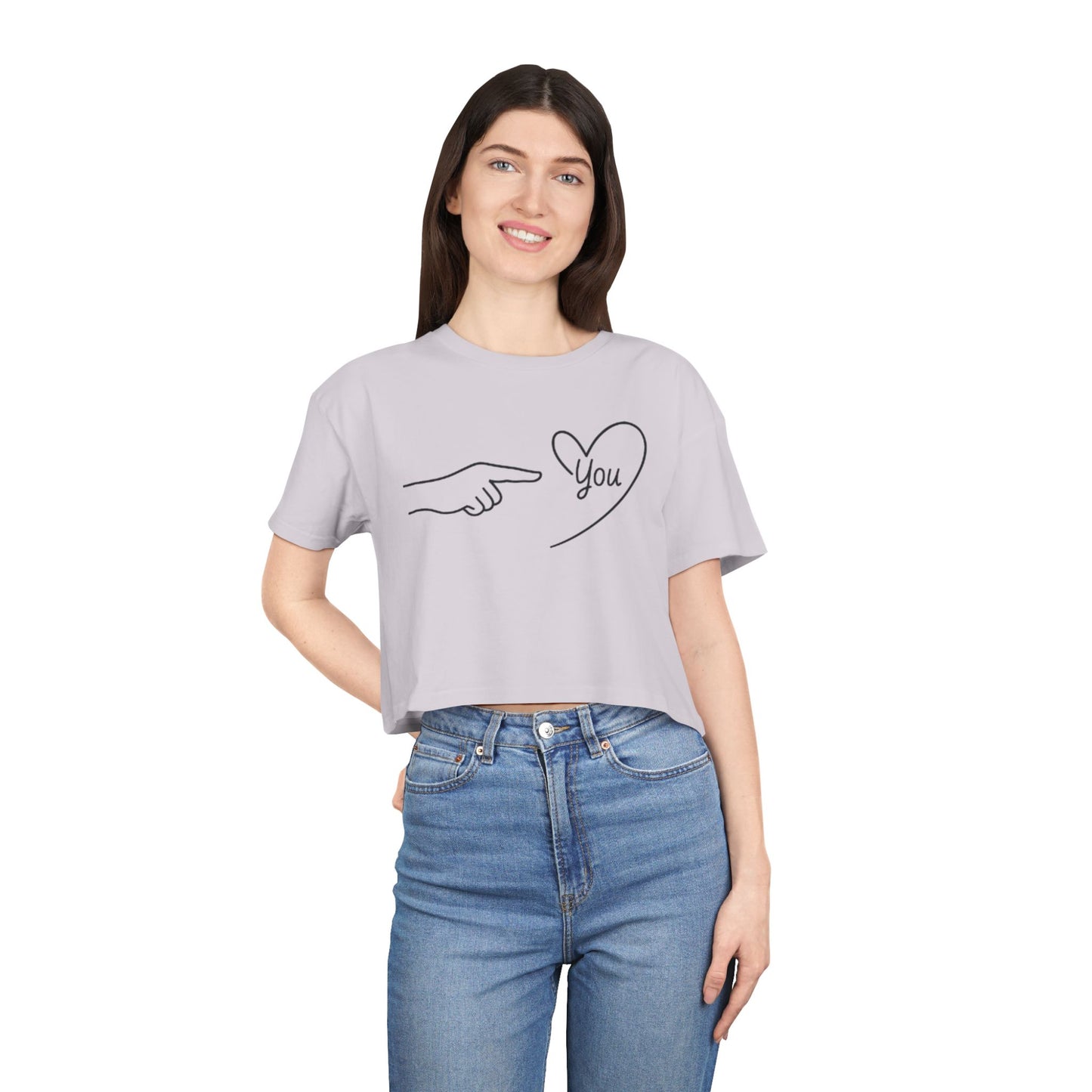 Minimal Line Art "You" Heart Pointing Design - Cute Valentine's Casual Top
