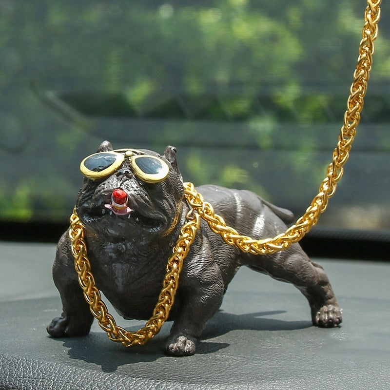 Bully Dog Ornaments, Resin Social Dog Figurine for Home & Car Decoration